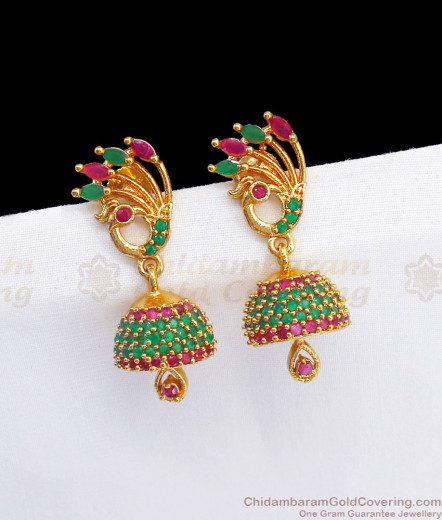 Attractive White Stone Small Jimiki Gold Earrings ER2660