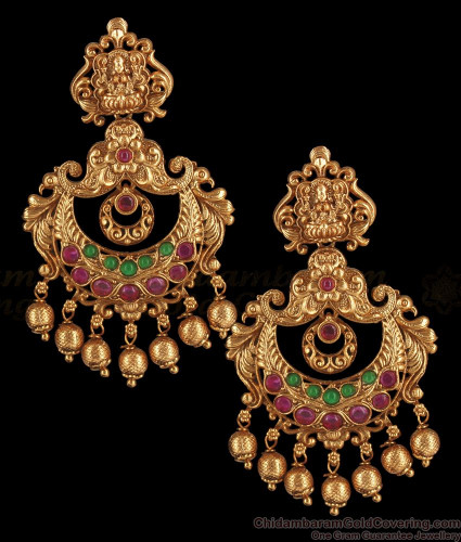 Earring - Antique Chand Cob Ruby Emerald | Gujjadi Swarna Jewellers