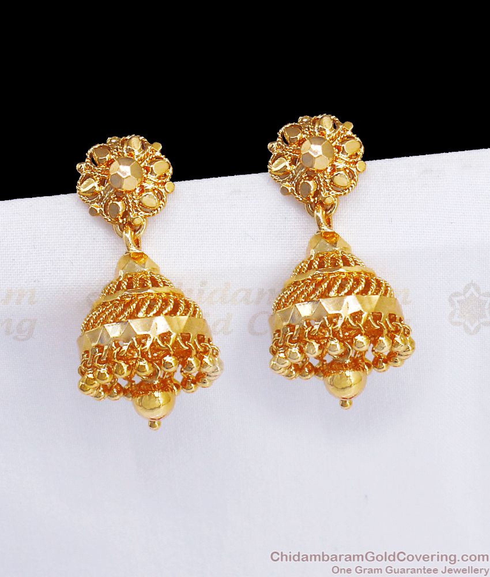 One Gram Gold Plain Traditional Gold Jhumki Earring ER2920