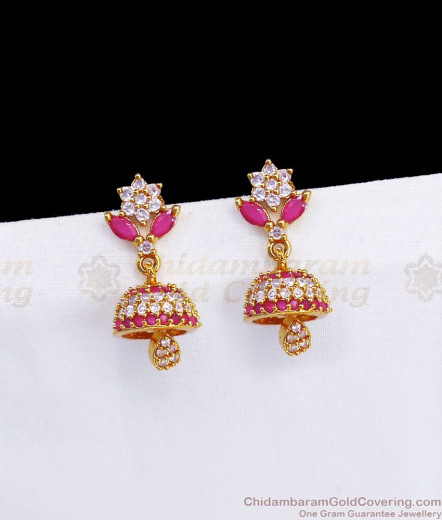 Attractive White Stone Small Jimiki Gold Earrings ER2660