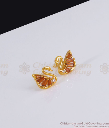 Gold plated Swan Bali earrings | Buy Online