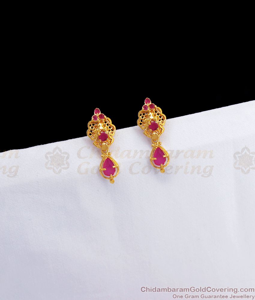 Sightly Gold Ruby Stone Earring