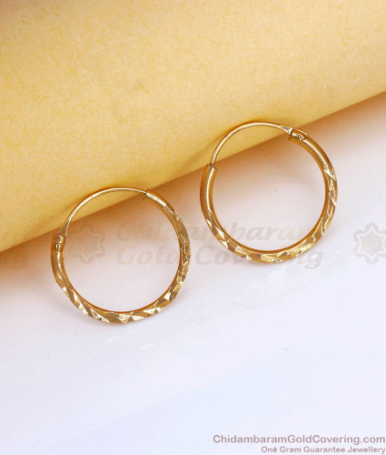 9ct Gold 25mm Plain & Patterned Triple Hoop Earrings | Prouds