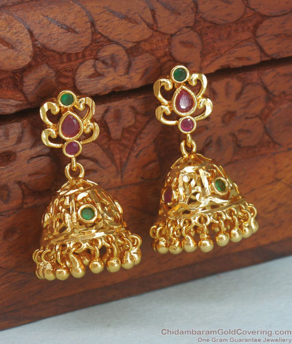 Amazing Pearl Earrings Chandbali Style Thodu Temple Jewellery Indian Imitation  Designs ER20207A