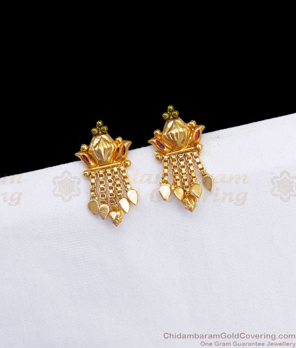 South Indian Stone Stud Earrings Popular Kal Thodu Designs Gold Covering  ER25492