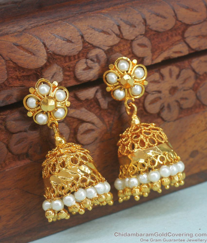 Buy Gold plated Imitation Jewelry Real AD Stones Daily Wear Jhumka Earrings  online - Griiham