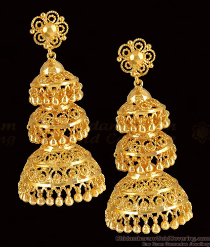 Flipkart.com - Buy Happy Stoning Traditonal Gold plated 3 step layered  jhumka earrings Brass Jhumki Earring Online at Best Prices in India