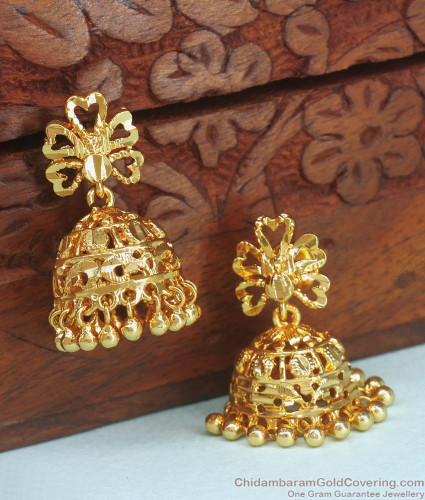 MAITREYEE, ONE GRAM GOLD PLATED PEACOCK JHUMKA FOR WOMEN -MOEPJ001 –  www.soosi.co.in