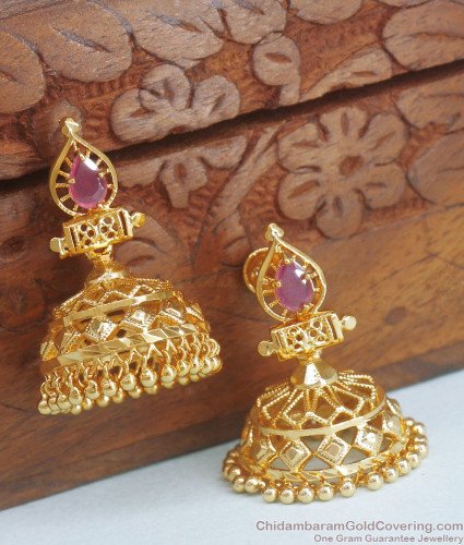 Buy Latest Gold Look Plain Gold Beads Gold Covering Bridal Jhumkas Designs  for Female