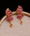 Floral Full Ruby Stone Gold Imitation Stud Earring Shop Online ER3541