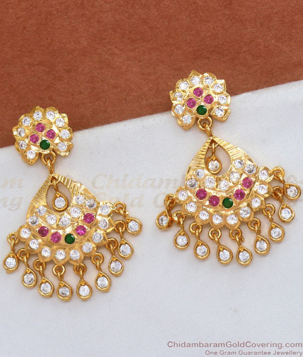 Buy Multi Stone Hanging Earrings in India | Chungath Jewellery Online- Rs.  32,300.00