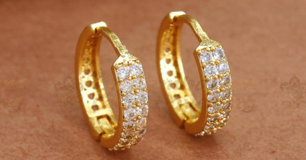 One Gram Gold Hoop Diamond Earring Pattern Shop Online ER3676