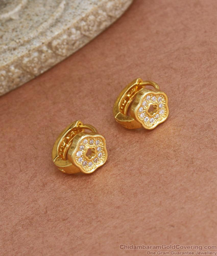 5 Stone Hoop Earrings [40664] | USA Jewels