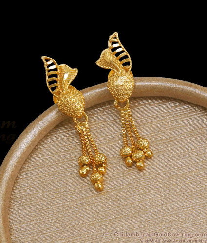 Three Layer Design Plain Gold Jimiki Earrings Office Wear ER2700