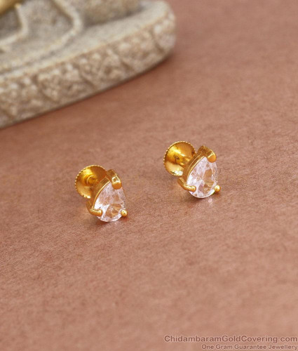 Subtle Single Stone Gold Stud Earrings