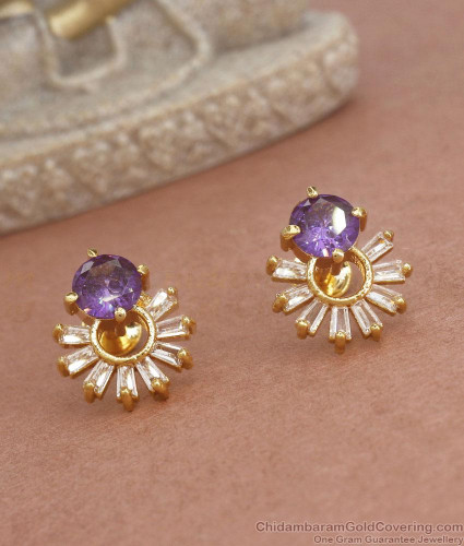 Gold earrings deals with purple stones