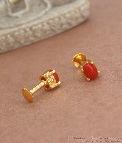 14CT GOLD AND RED CORAL EARRINGS LARGE STUDS FABULOUS MODERNIST STYLE | eBay