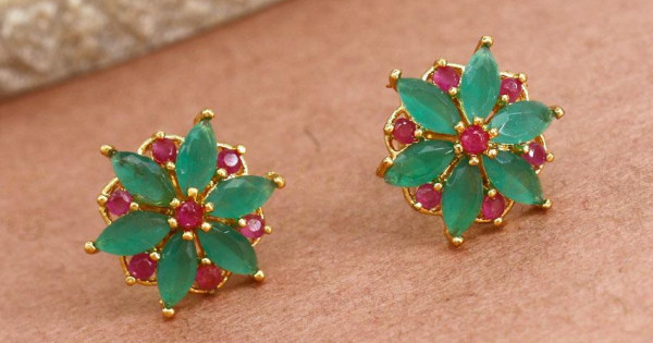 Buy DESTINY JEWEL'S Gold Plated Korean Style Green Stone Decor Drop Earrings  For Women & Girls Cubic Zirconia Alloy Drops & Danglers () Online at Best  Prices in India - JioMart.