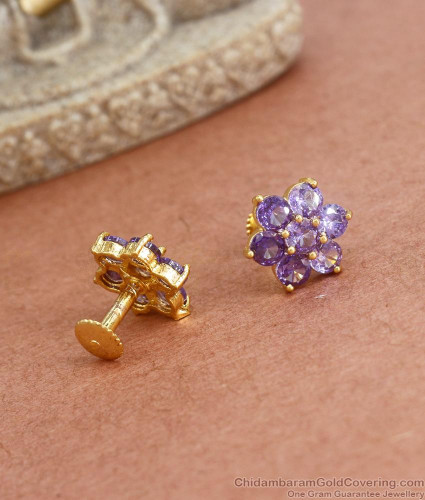 14KT YELLOW GOLD PURPLE STONE DANGLE EARRINGS – Morningstar's Jewelers