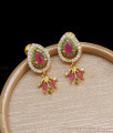 Floral Multi Stone Gold Studs Earrings Shop Online ER4016