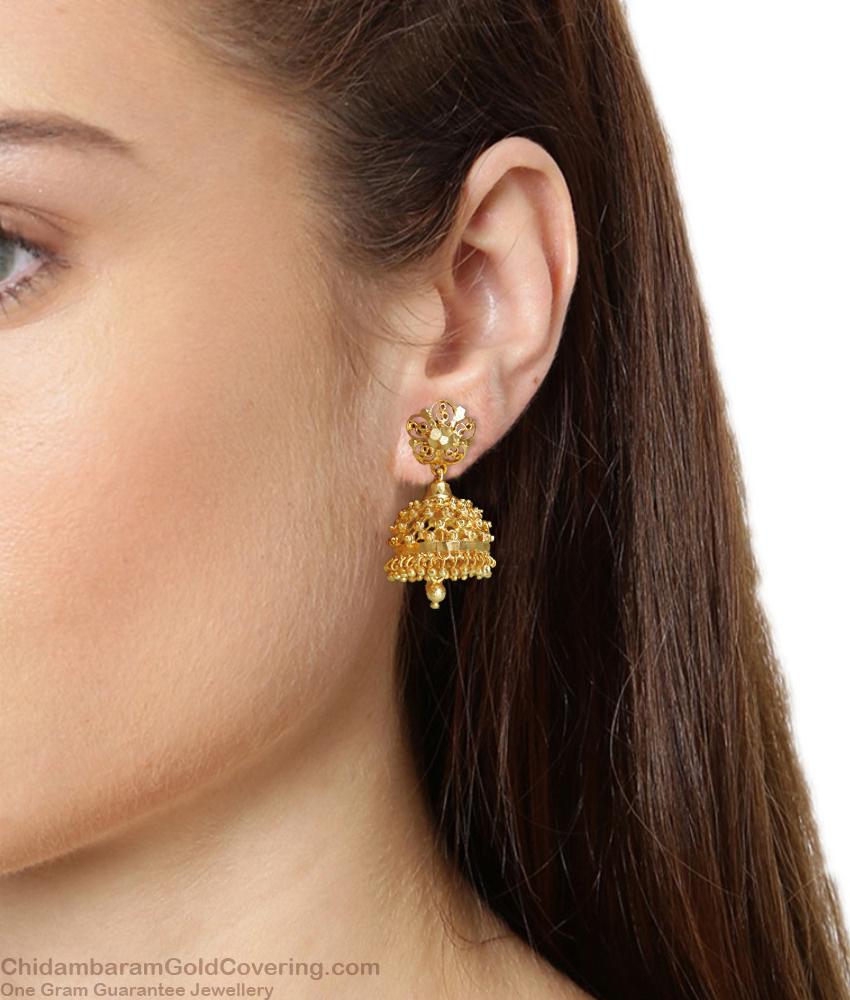 Traditional Micro Gold Plated Jhumki Earrings Dotted Designs ER4029