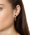Stylish Gold Imitation Earrings Black Stone Danglers ER4034