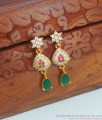 Zirconia White and Emerald Stone Gold Earrings Shop Online ER4036