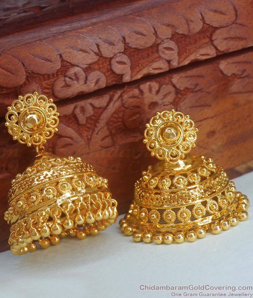 Big Bridal Gold Jhumki Earrings For Womens ER4038