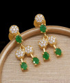 Glittering Green and White Stone Danglers Gold Earrings ER4056
