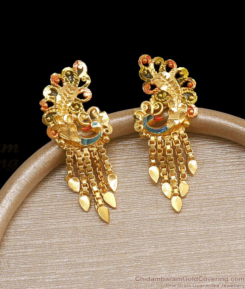Peacock Design Danglers 2 Gram Gold Earrings ER4081