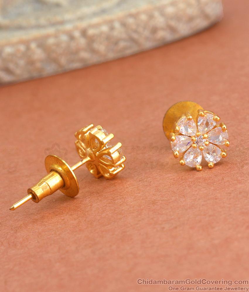 Small Gold Plated White Stone Earring ER4085