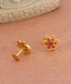 Cute Tiny Gold Stud Earring With Ruby Stone ER4089