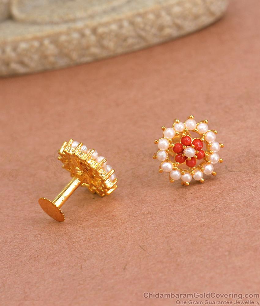 Beautiful Pearl Stud Earrings Gold Plated Jewelry ER4097