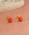 Tiny 1 Gram Gold Earring Red Coral Stud ER4133