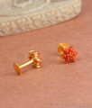 Tiny 1 Gram Gold Earring Red Coral Stud ER4133