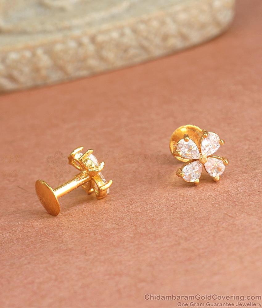 Attractive White Stone Gold Plated Stud Earring ER4136