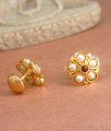 Elegant Pearl Type Gold Stud Earring Floral Design ER4142