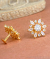 Sparkling White Stone Micro Gold Plated Stud Earring Reception Wear ER4150