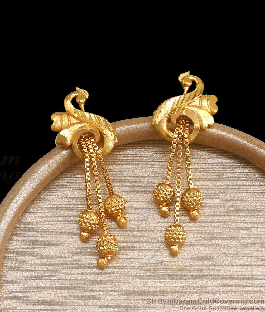 Unique Forming Gold Dangler Peacock Earring ER4156