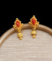 Small Red Coral Gold Plated Stud Earring Design ER4174