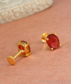 Single Ruby Stone Gold Plated Stud Earrings ER4188