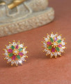 Floral Gold Plated Stud Earring Ad Stone Design ER4199