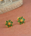 Floral Green Stone Earring Gold Studs ER4203