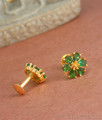 Floral Green Stone Earring Gold Studs ER4203