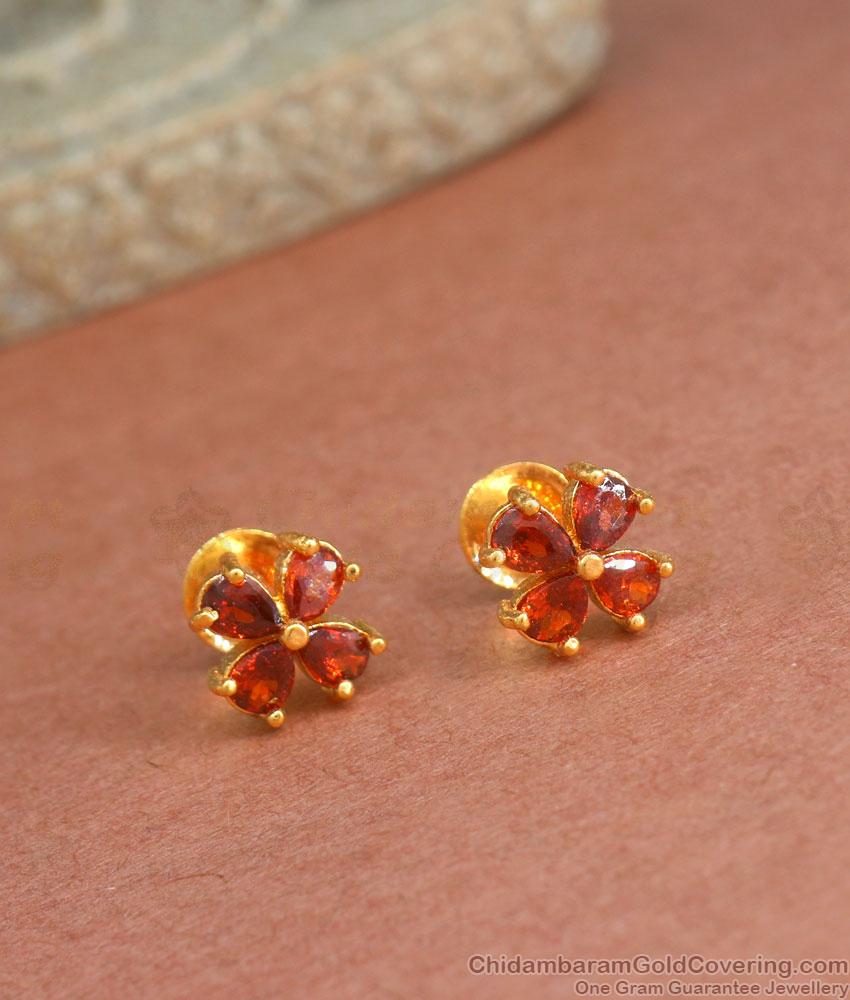 Ruby Stud Earring 1 Gram Gold Jewelry ER4205