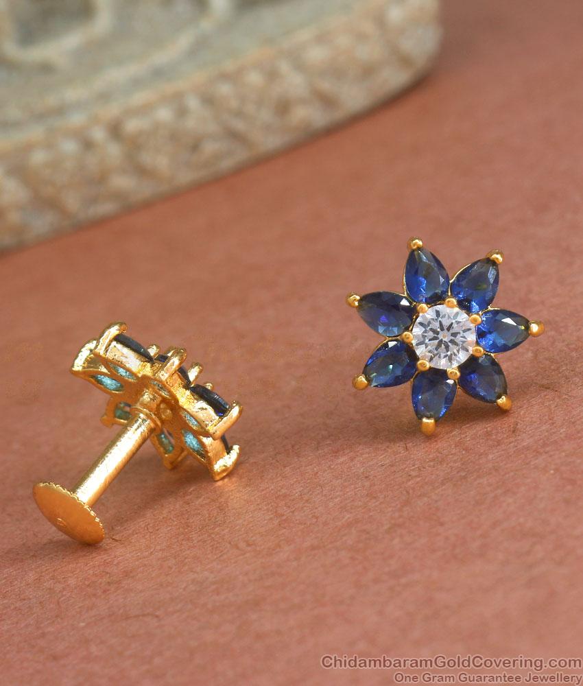 Blue Stone Diamond Ear Studs Artificial Jewelry ER4206