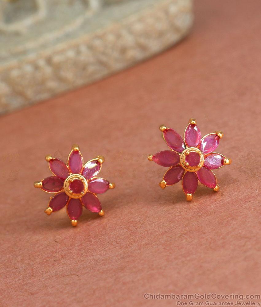 Daily wear Ear Stud With Ruby Stone ER4215