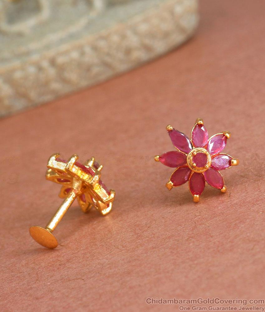 Daily wear Ear Stud With Ruby Stone ER4215