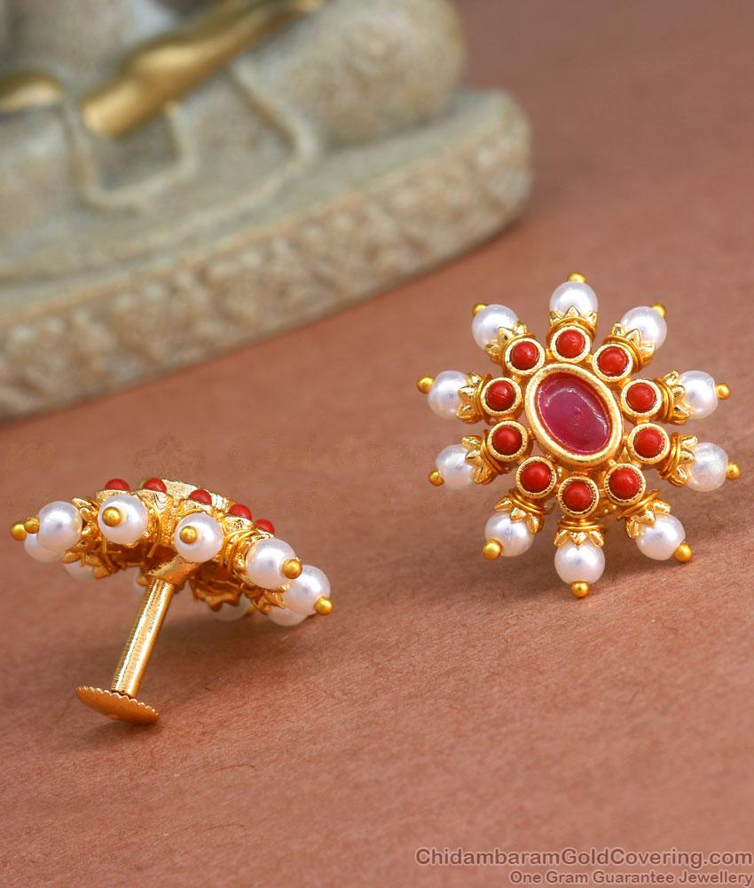 Attractive Gold Covering Studs Pearlescent Earrings ER4219