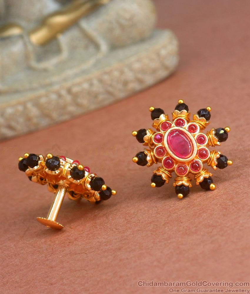 First Quality Ruby Black Stone Earring Designs ER4221